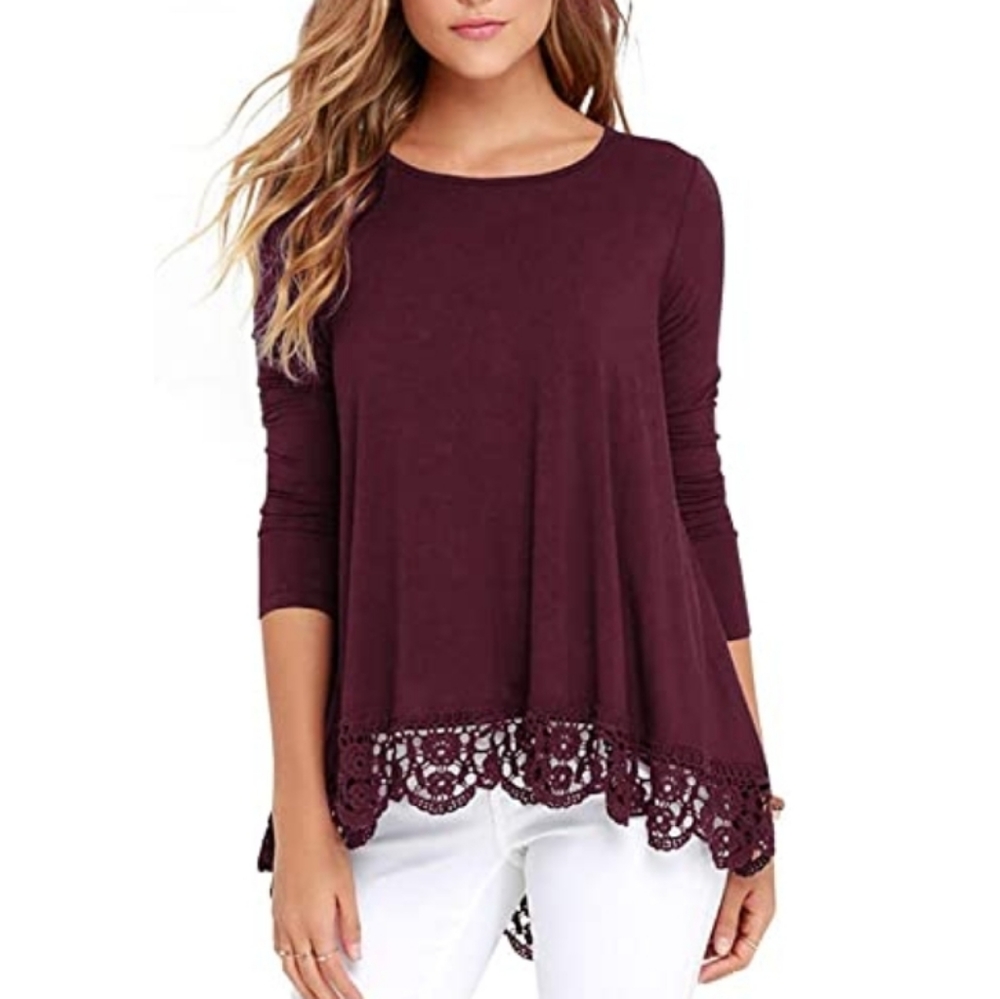 Medium burgandy lace blouse